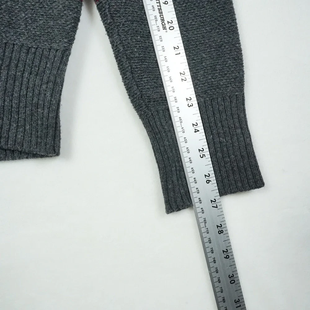 Banana Republic Men's Shawl Collar‎ Striped Knit Sweater Medium Gray Wool Blend